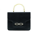 Lunex Classic Black Handbag with Pearl Handle